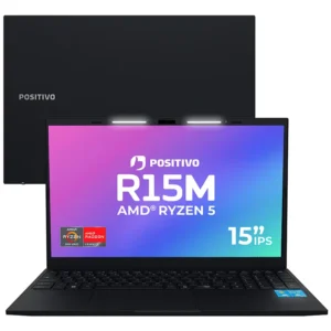 Notebook Positivo Vision R15M AMD Ryzen 5-5625U Linux 8GB RAM 256GB SSD Wi-Fi 6 Tela 15” Full HD IPS Antirreflexo - Minitela - Permite upgrade de memória RAM e SSD - Preto - Imagem 1