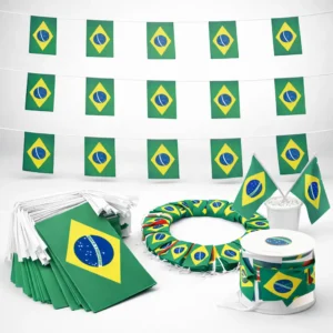 Varal Bandeira Bandeirinhas Do Brasil 10m Copa Festas 30x22 - Imagem 1