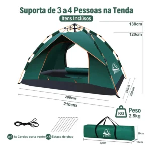 Barraca Auto-armável Pop Up Forestdog 4 Pessoas Impermeável 1000mm - Imagem 3