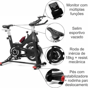 Bicicleta Ergométrica Para Spinning Mecanica Roda De Inercia 18kg Pace6000 Odin Fit - Imagem 2