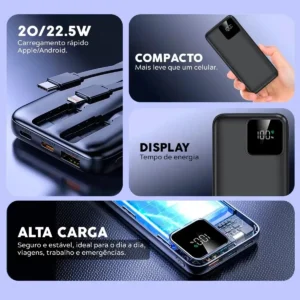 Carregador Portátil Power Bank Turbo voo transporte aéreo 10000mah Universal Para iPhone Samsung Motorlola Xiaomi 22.5w Com Display Digital Dtimp - Imagem 7