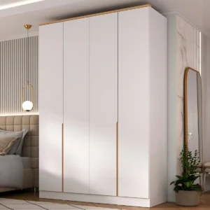 Guarda-roupa Solteiro 4 Portas 2 Gavetas Branco MDF Manbel 56x160,5x232,2 cm - Imagem 1