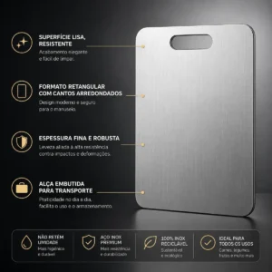 Tábua De Corte De Titânio Inox Cozinha Taboa Churrasco Carne - Imagem 5