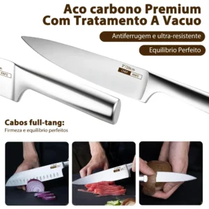 Kit 7 Facas Para Conjuntos De Cozinha - Robustas E Afiadas - Imagem 3