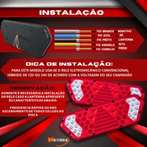 Par Lanterna Traseira Carreta Guerra Led Caminhão 12/24v - Imagem 4