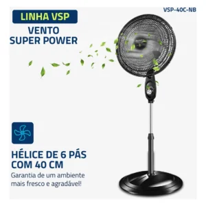 Ventilador Coluna 40cm Super Power Mondial 140W VSP-40C-NB - Imagem 3