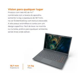 Notebook Positivo Vision C14 8gb 128gb 14 Hd Windows 11 Cinza - Imagem 6