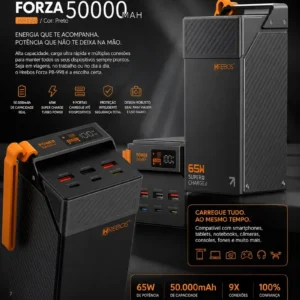 Carregador Portátil Power Bank 50000mah Hrebos Premium Forza - Imagem 3
