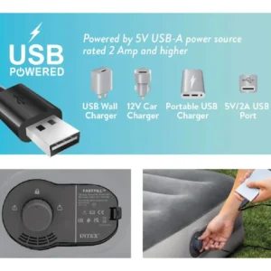 Colchão Inflável Casal Queen Com Bomba Embutida Usb Intex 64159 Azul - Imagem 4