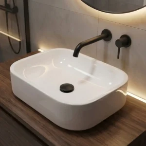 Cuba Pia De Apoio Sobrepor 37x27cm Branca Para Banheiro Lavabo Armário Gabinete Suspenso Luce - SOS Acabamentos by Orcia - Imagem 1
