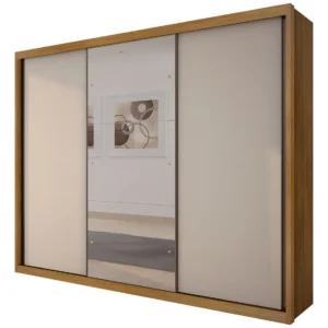 Guarda-Roupa Casal 3 Portas Correr Espelho MDF Fosco Horizonte Vegas - Imagem 3