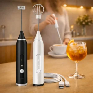 Mini Mixer Misturador De Bebidas Elétrico 2 Em 1 Portátil Recarregável Mexedor De Ovos Whey Leite Café Espuma Shake Drinks Capuccino Suco Comica - Imagem 1