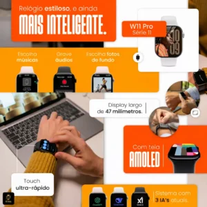 Relógio Smartwatch W11 Pro Series 11 Amoled Whatsapp Gps Nfc Preto - Imagem 3