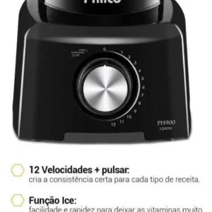 Liquidificador Philco 1200W 3L 12 Velocidades Preto PH900 - Imagem 5