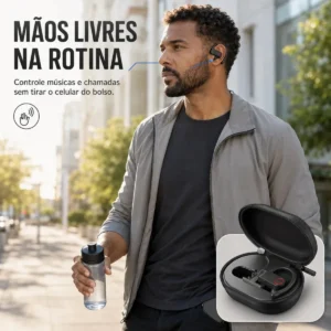 Fone De Ouvido Bluetooth Sem Fio Tws Esportivo Compatível Com iPhone Samsung Xiaomi Motorola Celular Android Academia Caminhada Esporte Tipo Gancho Preto Boyu Cell - Imagem 5
