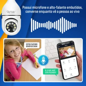Câmera de Segurança IP Wi-Fi Lâmpada E27 HW 360° Full HD com Visão Noturna e Áudio - HW - Imagem 4