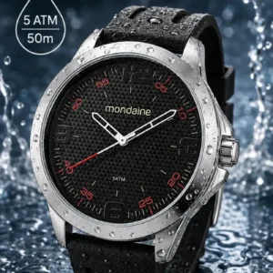 Relógio Mondaine Masculino De Pulso Analógico Quartzo Pulseira Silicone Confortável Preto Prata Prova D'água 50 Metros - Imagem 3