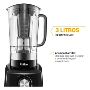 Liquidificador Philco 1200W 3L 12 Velocidades Preto PH900 - Imagem 4