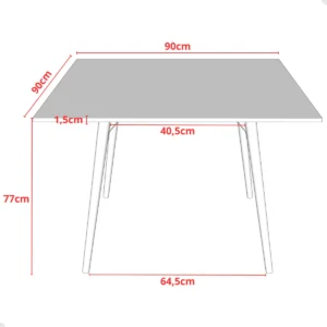 Mesa Sala De Jantar Cozinha Quadrada 4 Lugares 90 Cm Pés Madeira Tampo Preto - Imagem 5