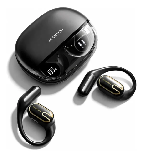 Fone de Ouvido Esportivo Bluetooth 6.0 Com Gancho Para Xiaomi Samsung iPhone Motorola Open Ear IPX7 À Prova D'Água 68h Bateria Para Corrida Academia Com Microfone Carregamento USB‑C Cor Preto