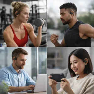 Fone De Ouvido Bluetooth Sem Fio Tws Esportivo Compatível Com iPhone Samsung Xiaomi Motorola Celular Android Academia Caminhada Esporte Tipo Gancho Preto Boyu Cell - Imagem 4