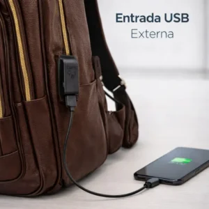 Mochila Couro Executiva Carregador Usb Notebook Reforçada - Imagem 3