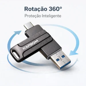Pen Drive 16gb Otg Tipo C Usb 3.0 Metálico Alta Velocidade Chumbo Kapbom - Imagem 5
