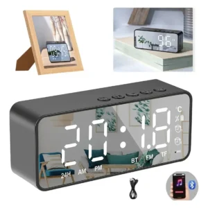 FORESTORY G50 Relógio Digital Despertador Mesa Cabeceira Alarme Rádio Fm - Preto Com Bluetooth, Entrada Auxiliar (aux), Rádio Fm E Usb.Relógio Despertador Rádio Fm Caixa Som Bluetooth Alarme S/fio - Imagem 2