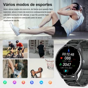 Smartwatch Mertto Esportivo ZL02 Com 2 Pulseiras, Tela de 1.39" para Android e iOS - Imagem 5