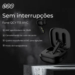 Fone Qcy T13 Anc Cancelamento De Ruído Ativo Bluetooth 5.3 Cor Preto - Imagem 5