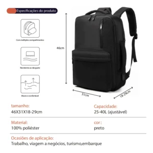 Mochila Resistente À Água E Reforçada Para Viagens Feminina - Imagem 3