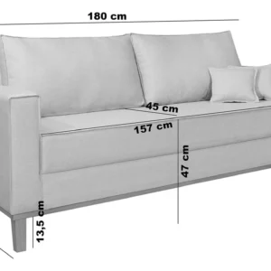 Sofá 3 Lugares Beny 180cm Retratil Moderno Sala Estar Luxo Puff Poltrona Pufe - Imagem 5