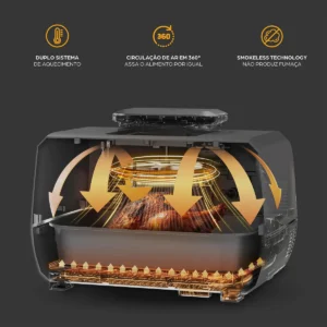 Fritadeira Elétrica Air Fryer WAP Cozinha Barbecue com Painel Digital e 12 Funções Preto e cinza - Imagem 5