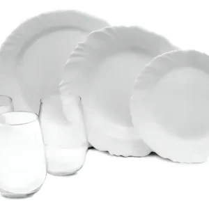 Aparelho De Jantar Pétala 24 Peças Duralex Opaline Cor Branco Liso - Imagem 1
