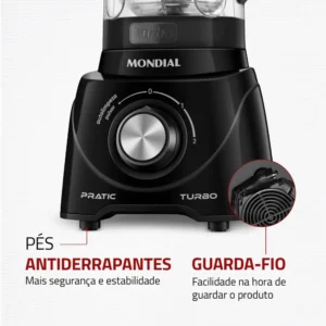 Liquidificador Pratic Turbo, Mondial, 550W - L-98-B - Imagem 7