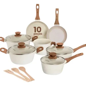 Jogo De Panelas Indução Gourmet Antiaderente Cerâmica Premium Mármol 10 Peças Mimo Style - Imagem 1