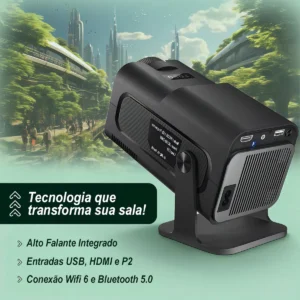Projetor HY320 Davely Smart TV Android WiFi 6 390 ANSI Lumens Full HD Suporte 4K HDMI Bluetooth 85-200 Polegadas Alto Falante Com Controle Remoto Bivolt Portátil - Imagem 7