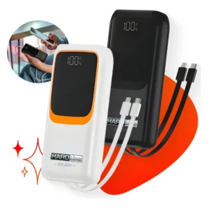 Carregador Portátil Power Bank Turbo 20000mah 22.5w Universal Para iPhone Samsung Motorlola Xiaomi Com Display Digital Preto ou Branco- Hardline - Imagem 1