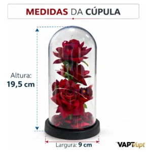 Rosa Eterna Vermelha Em Cúpula Iluminada Presente Dia Das Mães E Dia Dos Namorados Decoração Romântica Delicada Vapt Vupt - Imagem 8