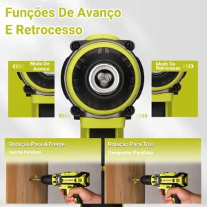 Parafusadeira de Impacto DESOON 20V Com Motor de Cobre, Maleta e 13 Acessórios - Imagem 6