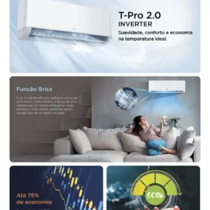 Ar Condicionado Split Hw Tcl T-pro 2.0 Inverter 12k F 220v - Imagem 3