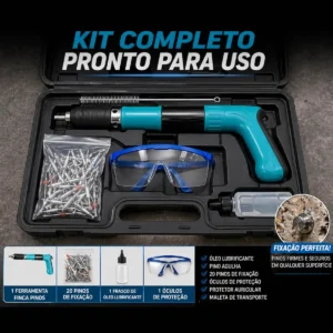 Pistola Fixação Finca Pino Ação Direta Pregos + Maleta Epi Pinador Pregador Grampeador Rebitador De Prego Pressão Manual Ferramenta Para Drywal Gesso Concreto Aço Parede Forro Pvc Grampo Kit Premium - Imagem 3