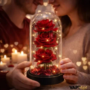 Rosa Eterna Vermelha Em Cúpula Iluminada Presente Dia Das Mães E Dia Dos Namorados Decoração Romântica Delicada Vapt Vupt - Imagem 4