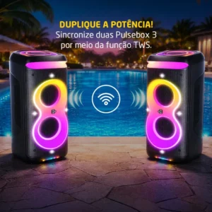Caixa de Som Bluetooth PulseBox 3 1400W TWS Karaoke LED Preto - SP511 - Imagem 6
