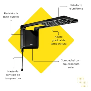 Chuveiro Eletrônico Lorenzetti Acqua Storm Ultra Preto 7800W 220V - Imagem 8