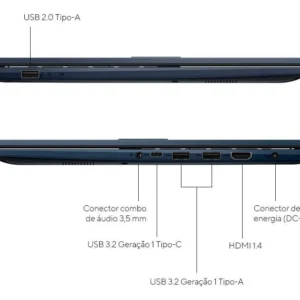 Notebook ASUS Vivobook 15, Intel Core i5 1334U 1,3 GHz, 8GB Ram, 256GB SSD, Tela 15,6" FHD, Windows 11 Home , Quiet Blue - X1504VA-NJ1737W - Imagem 4