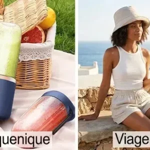 Liquidificador Mini Portátil Mixer 400ml Copo Shakes Sem Fio Azul-marinho - Imagem 6