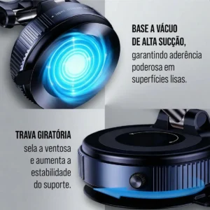 Suporte Celular Magnético Veicular Ventosa Sucção Academia Automotivo 360° Portátil Dobrável Para Mesa Parede Vidro Espelho Painel Fixa Forte Carro Casenn - Imagem 7