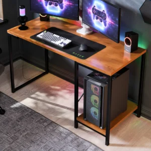 Escrivaninha Gamer Tóquio Industrial Preta de 115 cm para Home Office e Estudo com Prateleira - Imagem 1