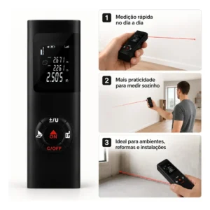 Trena Laser 40m Recarregável Com Cabo Usb Medidor Digital De Distância Área Volume Precisão ±2mm Fácil De Usar Para Obra Reforma Parede Cômodo Altura Mede Sozinho Sem Fita Eletric Teck - Imagem 5